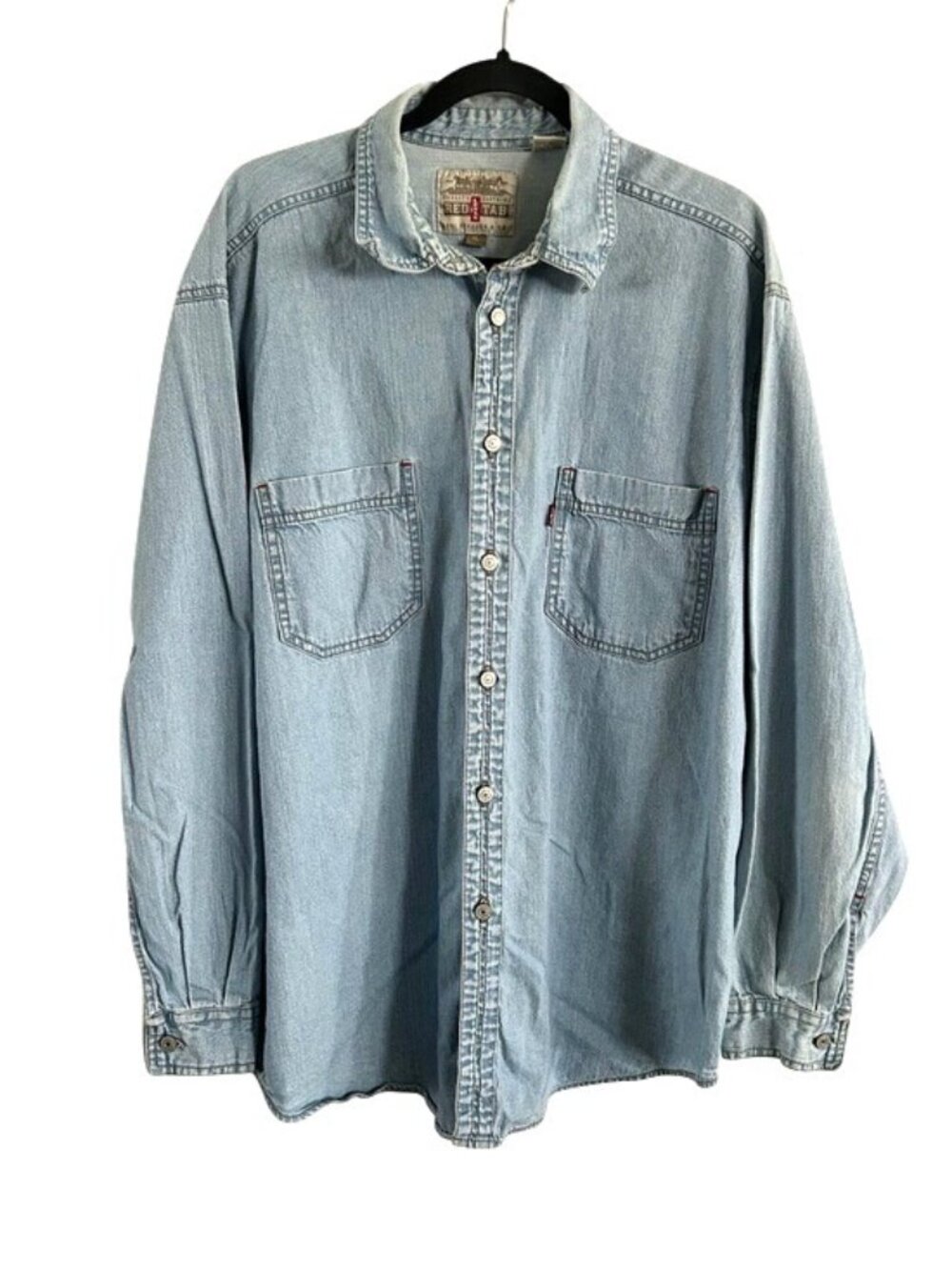 Levi's Red Tab Lgt Blue Denim Button-Down Collared Shirt Vintage Long Sleeve XL